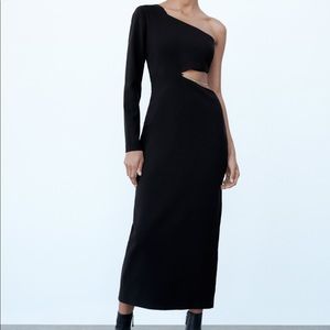 Zara black one sleeve dress